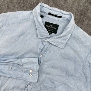 Rodd & Gunn Shirt Mens Large Light Blue Linen Button Down Albini Italian Fabric